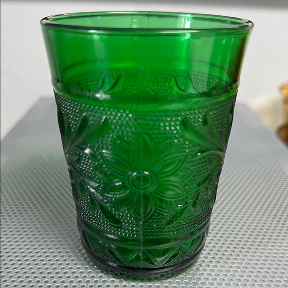 Vintage Anchor Hocking Forest Green Sandwich Glass, Juice Glass - Picture 4 of 6